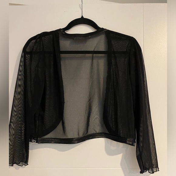 Sheer bolero style jacket with rhinestone and beaded accents.  Size Small - Picture 3 of 4